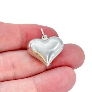 Vintage Sterling Silver 925 Puffy Heart Pendant